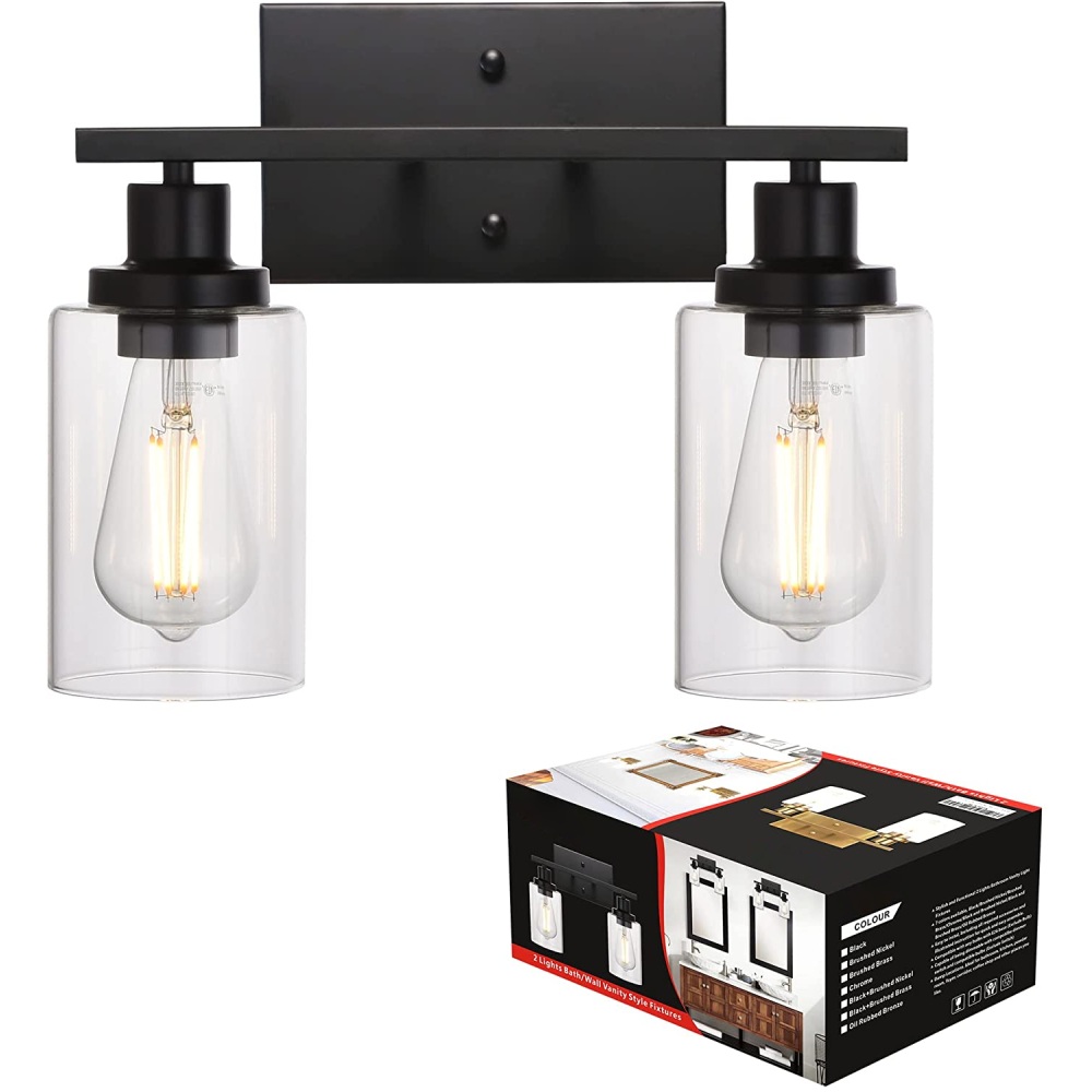 Clear Glass Wall Lighting, 2 Light