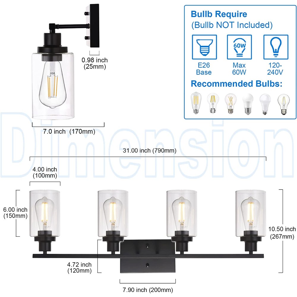 Clear Glass Wall Lighting, 6 Light: image 2
