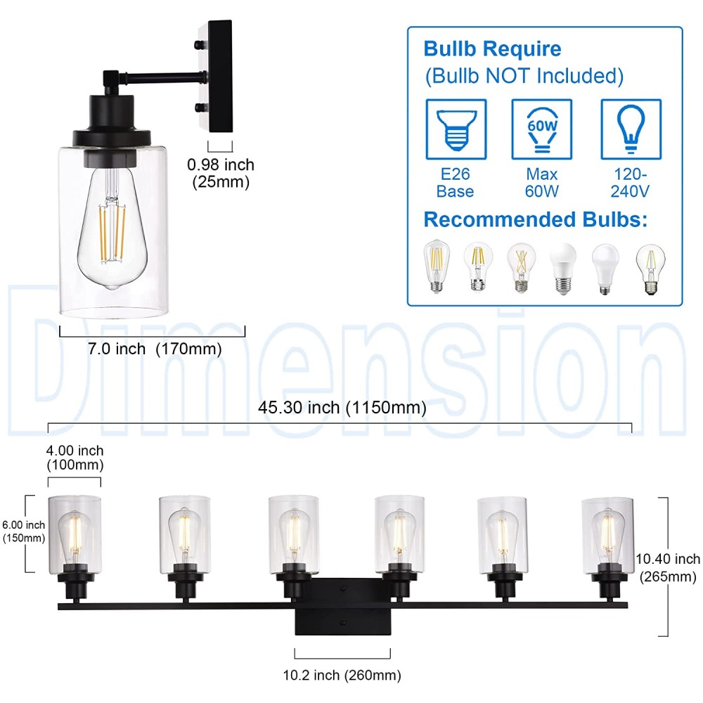 Clear Glass Wall Lighting, 6 Light: image 3